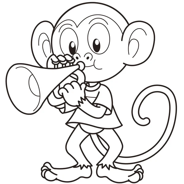 Cartoon Monkey Playing a Trumpet — Stock Vector