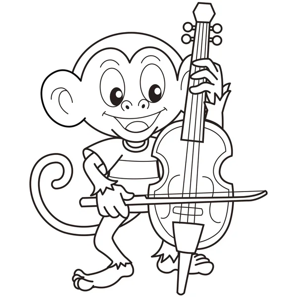 Mono de dibujos animados tocando un violonchelo — Vector de stock