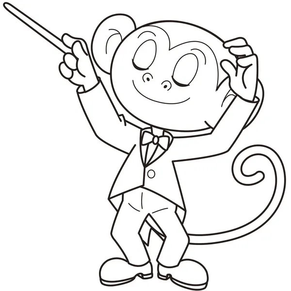 Cartoon Monkey Music Conductor — Stock Vector