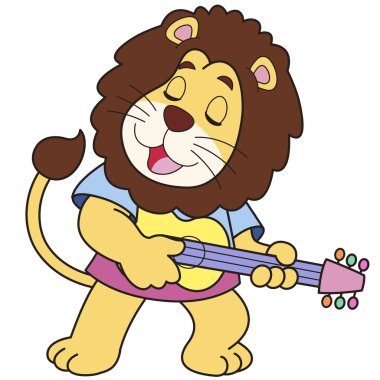 çizgi film aslan bir gitar çalmak