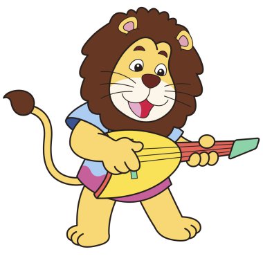 elektro gitar çalmak karikatür aslan