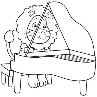 bir piyano karikatür aslan