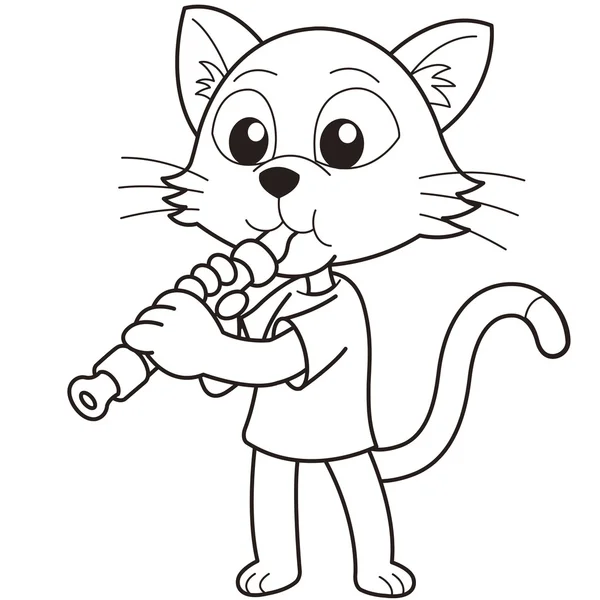 Gato de dibujos animados jugando un oboe — Vector de stock