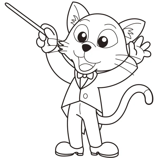 Maestro de música de gato dos desenhos animados — Vetor de Stock