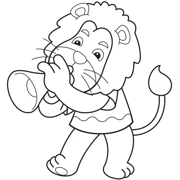 Cartoon Lion Playing a Trumpet — Stock Vector