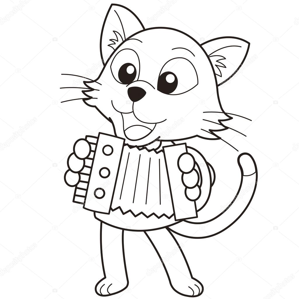 Cartoon Cat Playing an Accordion Stock Illustration by ©kchungtw #22554093