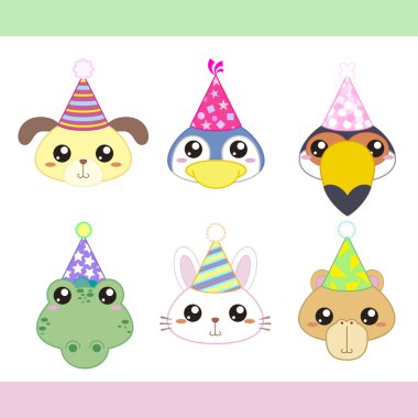 karikatür parti hayvan simgeler koleksiyonu