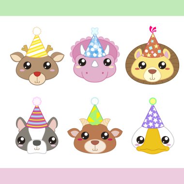 karikatür parti hayvan simgeler koleksiyonu