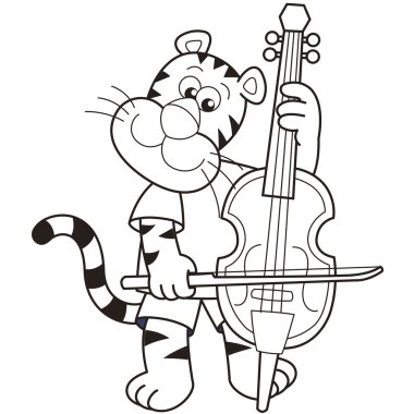 bir Çello çalan karikatür kaplan