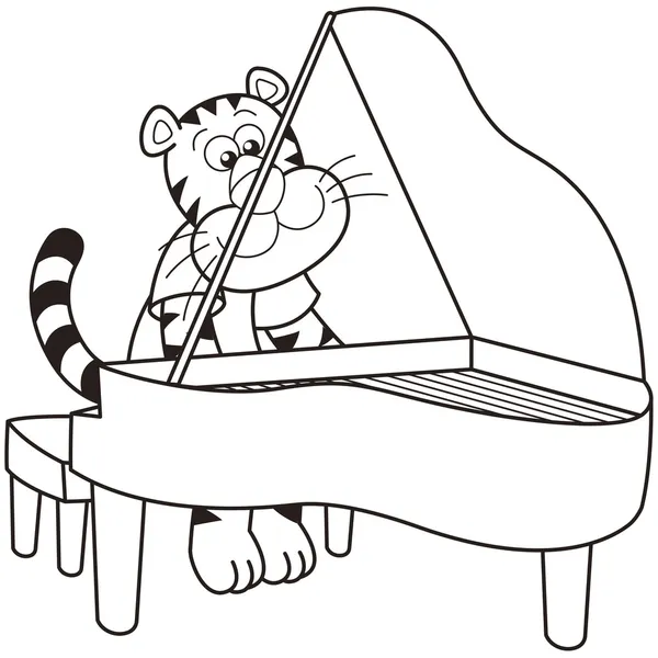 Tigre de bande dessinée jouant du piano — Image vectorielle