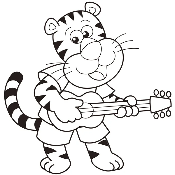 Cartoon Tiger Playing a Guitar — Stock Vector