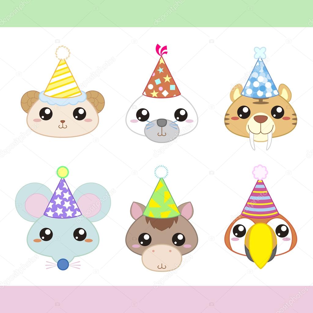 Cartoon Party Animal icons collection