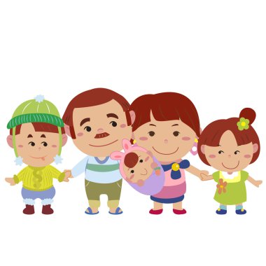 sevimli aile beyaz çizimi