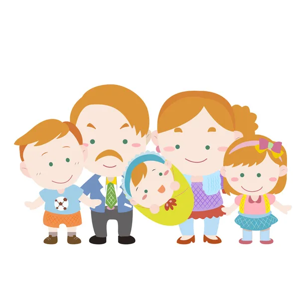화이트와 귀여운 가족 그림 — 스톡 벡터