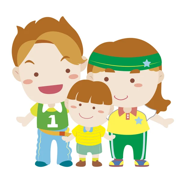 Illustratie van leuke familie met wit — Stockvector