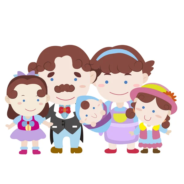 Ilustración de linda familia con blanco — Vector de stock