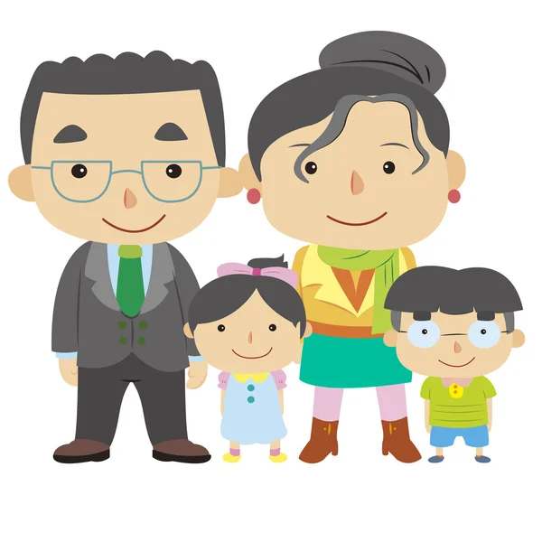 Illustratie van leuke familie met wit — Stockvector