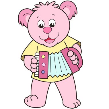 Akordiyon çalmaya karikatür ayı