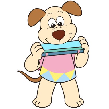 mızıka çalmaya karikatür köpek