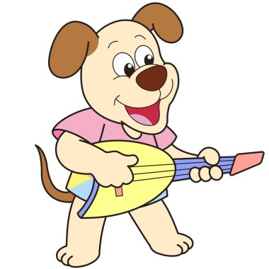 elektro gitar çalmak karikatür köpek