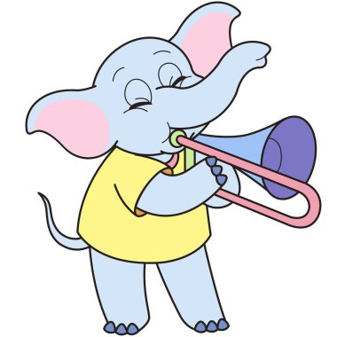 bir trombon oynuyor çizgi fil