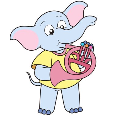 Fransız kornosu oynuyor çizgi fil