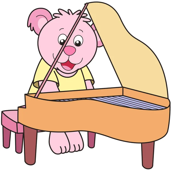 Мультфильм "Медведь играет в пинао" — стоковый вектор