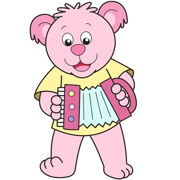 Карикатурный медведь, играющий аккордеон — стоковый вектор