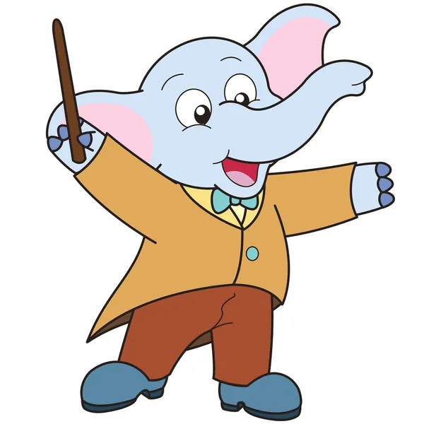 Cartoon Elephant direttore musicale . — Vettoriale Stock