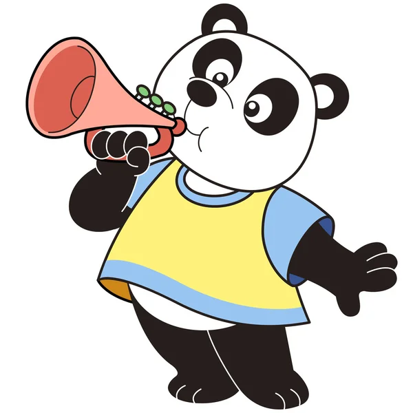 Cartoon Panda suonare una tromba — Vettoriale Stock
