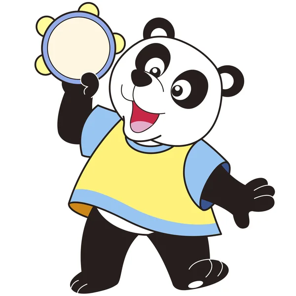 Cartoon panda spelen een tamboerijn — Stockvector