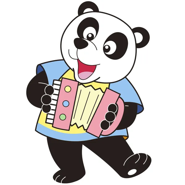 Bir akordeon oynuyor çizgi film panda — Stok Vektör