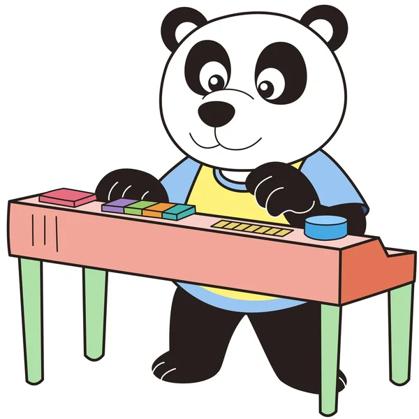 Cartoon Panda tocando un órgano electrónico — Vector de stock