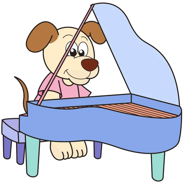 Bir pinao oynayan karikatür köpek — Stok Vektör