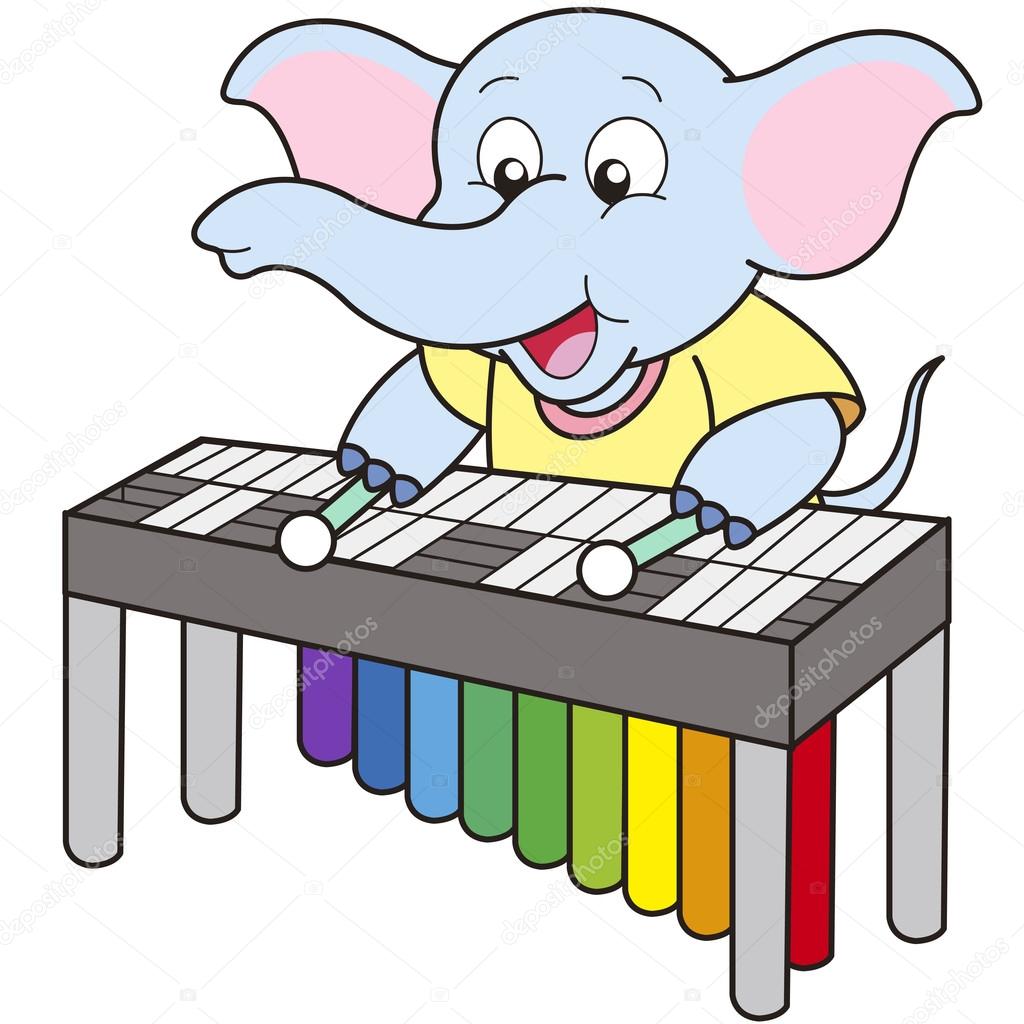 Cartoon Elephant Playing a Vibraphone