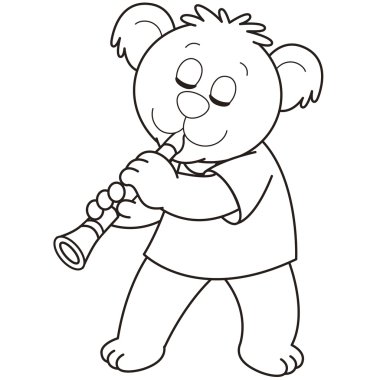 karikatür ayı bir klarnet çalıyor