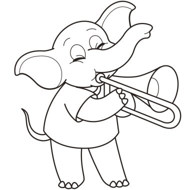 Cartoon Elephant Playing a Trombone clipart