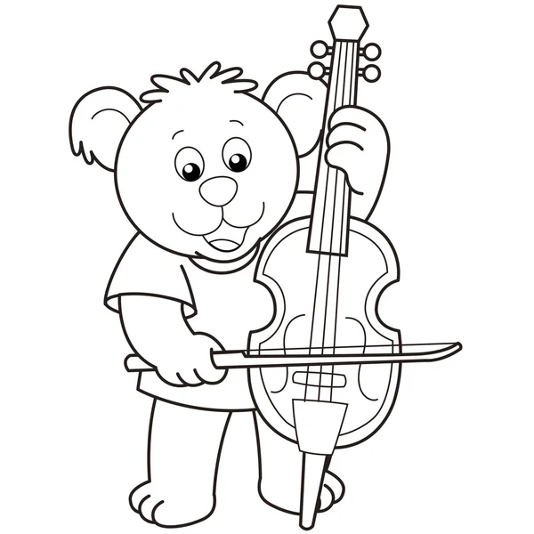 Мультфильм "Медведь, играющий на виолончели" — стоковый вектор