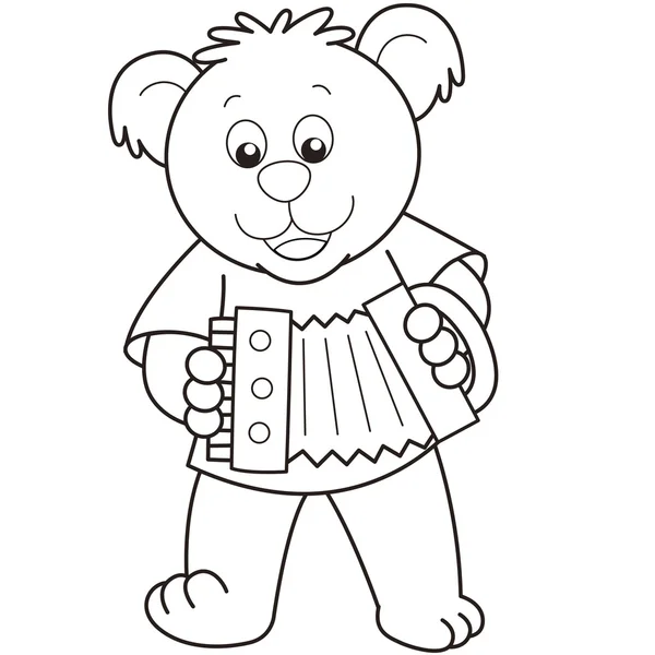 Urso dos desenhos animados tocando um acordeão — Vetor de Stock