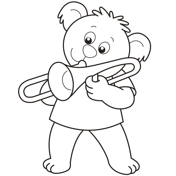 Cartoon Bear Playing a Trombone — Stock Vector