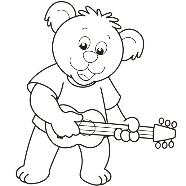 Urso dos desenhos animados tocando uma guitarra — Vetor de Stock