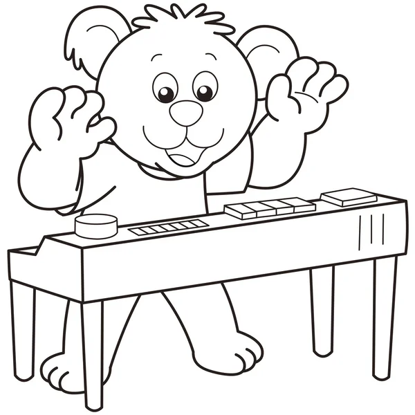 Cartoon Bear играет на электронном органе — стоковый вектор
