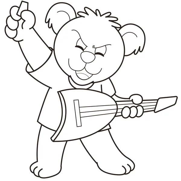 Urso dos desenhos animados tocando uma guitarra elétrica — Vetor de Stock