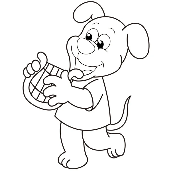 Perro de dibujos animados tocando un arpa — Vector de stock