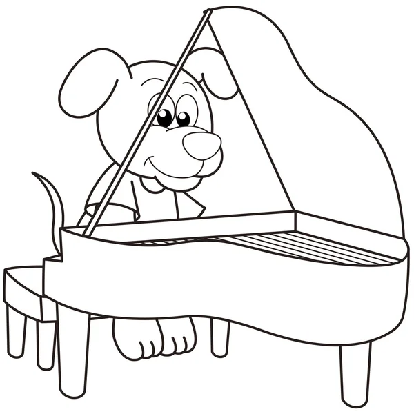 Perro de dibujos animados tocando un Pinao — Vector de stock