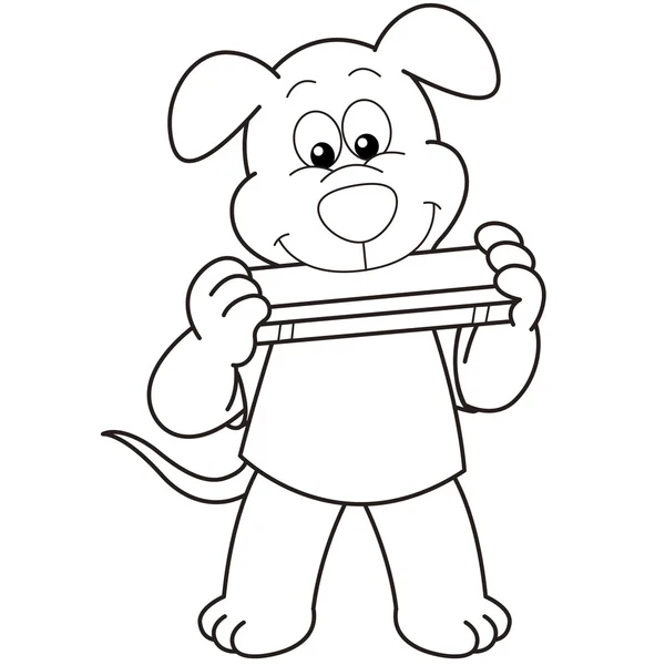 Cartoon hond spelen een mondharmonica — Stockvector