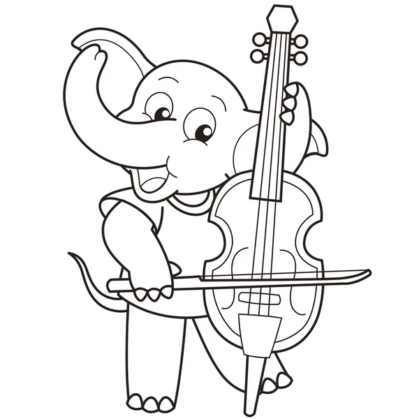 Elefante de dibujos animados tocando un violonchelo — Vector de stock