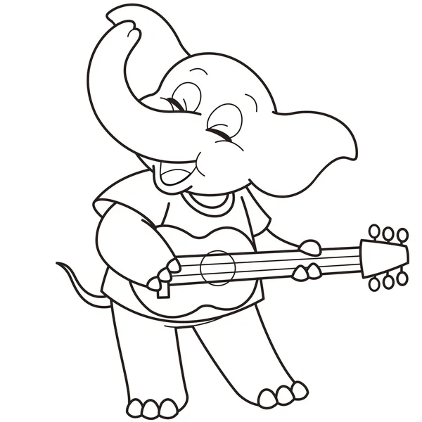 Cartoon Elephant suonare una chitarra — Vettoriale Stock
