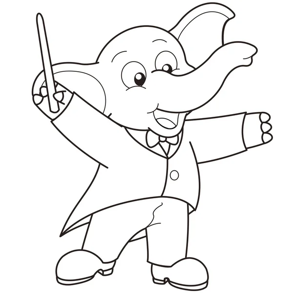 Cartoon Elephant direttore musicale . — Vettoriale Stock