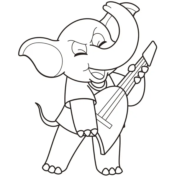 Slon kreslený hrát elektrická kytara — Stockový vektor